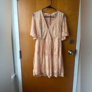 Haute Monde “Light My Fire Tan Mini Dress”